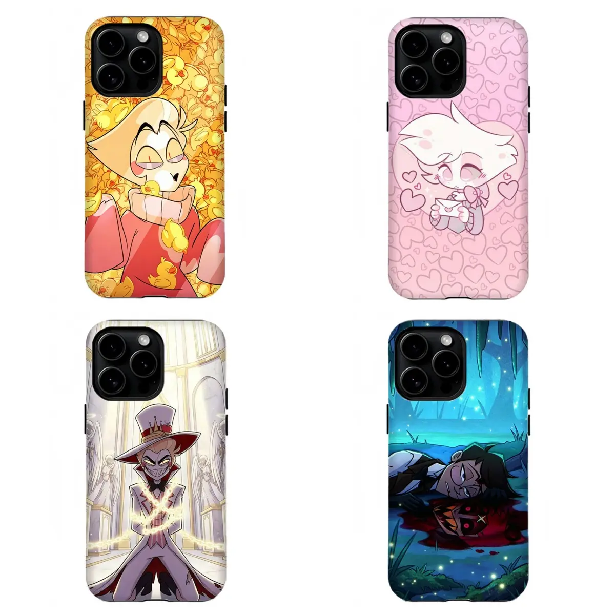 Cute Dark Aesthetic Hazb1n H0te1 Phone Case Set For iPhone 11 12 13 14 15 16 17 Pro Max For Samsung S26 S25 S24 S23 S22-Gift Ideas For Her/Him/Fans/Anime lovers