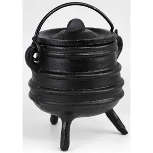 Ribbed Cast Iron Cauldron 3" — Classic Altar Ritual Cauldron with Lid