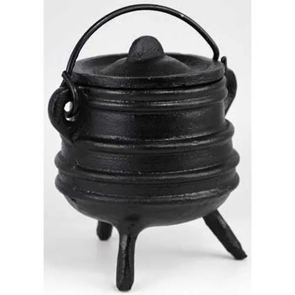 Ribbed Cast Iron Cauldron 3" — Classic Altar Ritual Cauldron with Lid
