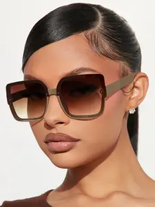 Unisex Vintage Casual Rectangular Sunglasses, Lightweight Durable, UV Protection, Holiday Gift, Trendy Beach Eyewear, Fashionable Colorblock Design, All Seasons Wear