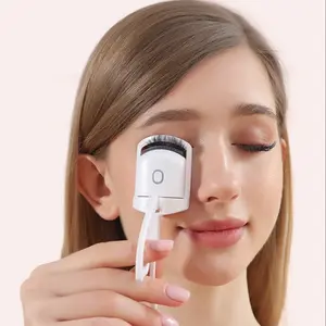 USB Rechargeable Electric Eyelash Curler for Safe Long-Lasting Curls, Silicone Clamp in and, Quick 10 Seconds Preheat