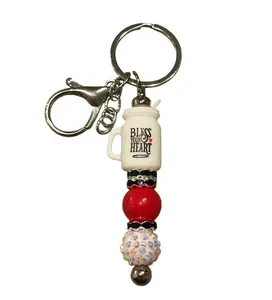 Blessed Cutie Keychain – Beaded Charm with Mug Accent