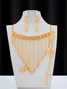 Women's Elegant Choker & Dangle Earrings & Ring & Bangle Bracelet, Exquisite Trendy Teardrop Jewelry Set, Fashionable Accessories for Party & Daily Clothing Decor