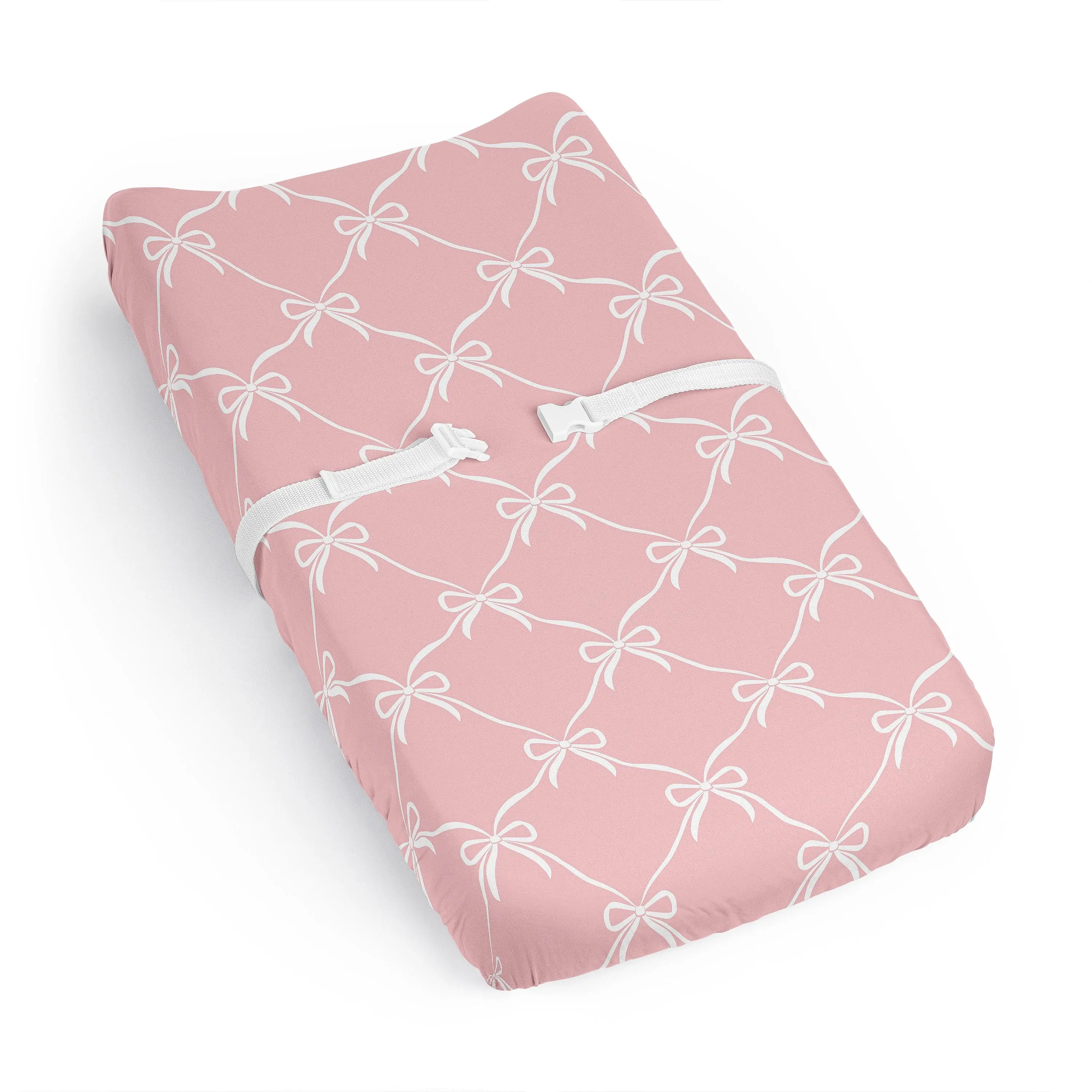 Sweet Jojo Designs Baby Changing Pad Cover Sheet (Pink Bows) for Girls, Infant/Newborn Diaper Change Table Mat Covers (Coral/Blush Bow Coquette, Shabby Chic, Vintage Ballerina Dancer, Princess Ballet)