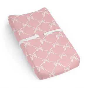 Sweet Jojo Designs Baby Changing Pad Cover Sheet (Pink Bows) for Girls, Infant/Newborn Diaper Change Table Mat Covers (Coral/Blush Bow Coquette, Shabby Chic, Vintage Ballerina Dancer, Princess Ballet)