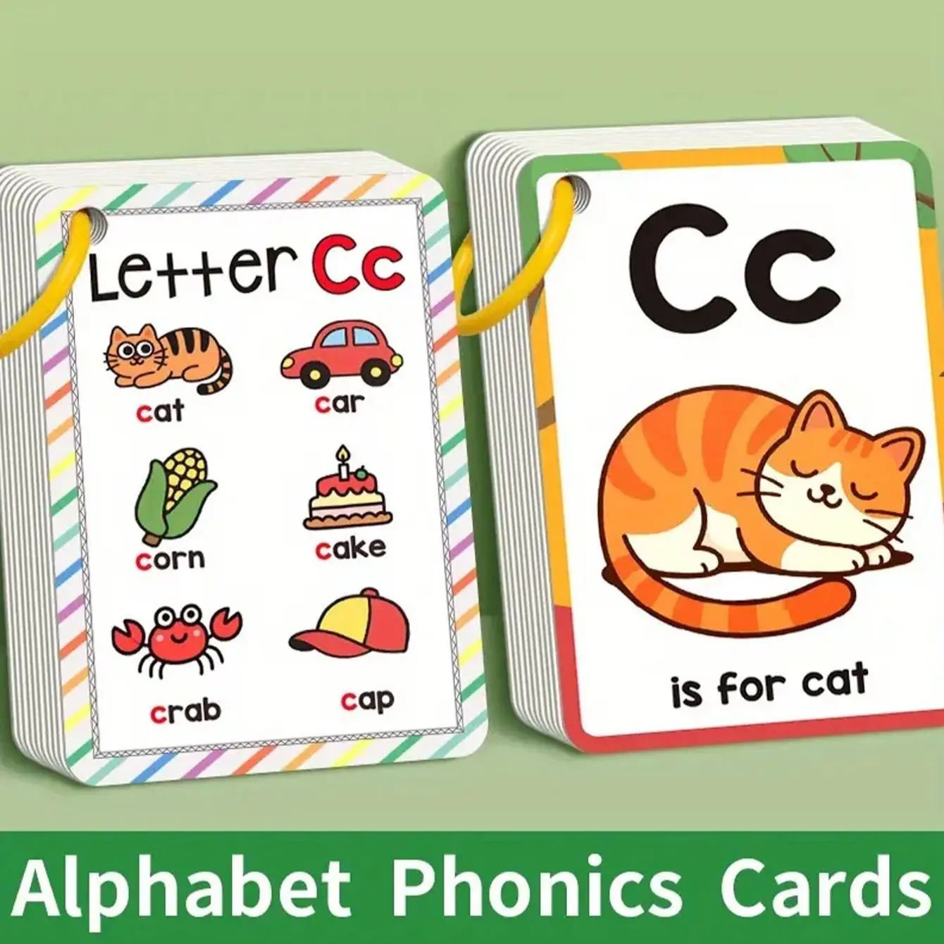 Alphabet Phonics Learning Cards, Vocabulary Flashcards, Letter Flash Cards, Word Cards, ABC Flashcards for Toddlers, 27-Piece Educational Toy Set for Kids, English Language Study & Practice, Perfect Gift Idea