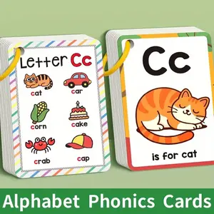 Alphabet Phonics Learning Cards, Vocabulary Flashcards, Word Cards, 27-Piece Educational Toy Set for Kids, English Language Study & Practice, Perfect Gift Idea