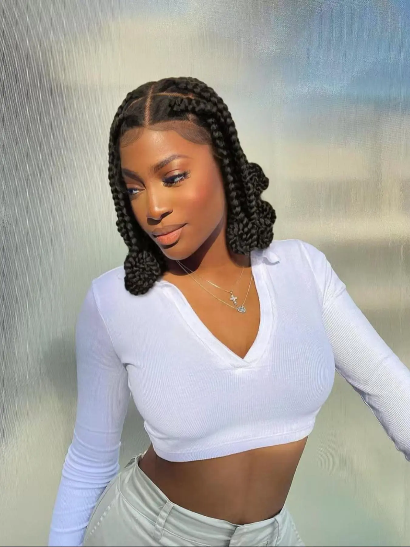Elegant Full Lace Braided Wig for Women, Lightweight Handmade Box Braids, Synthetic Braided Lace Wigs for Party, Daily Use, Braided Curly Wigs