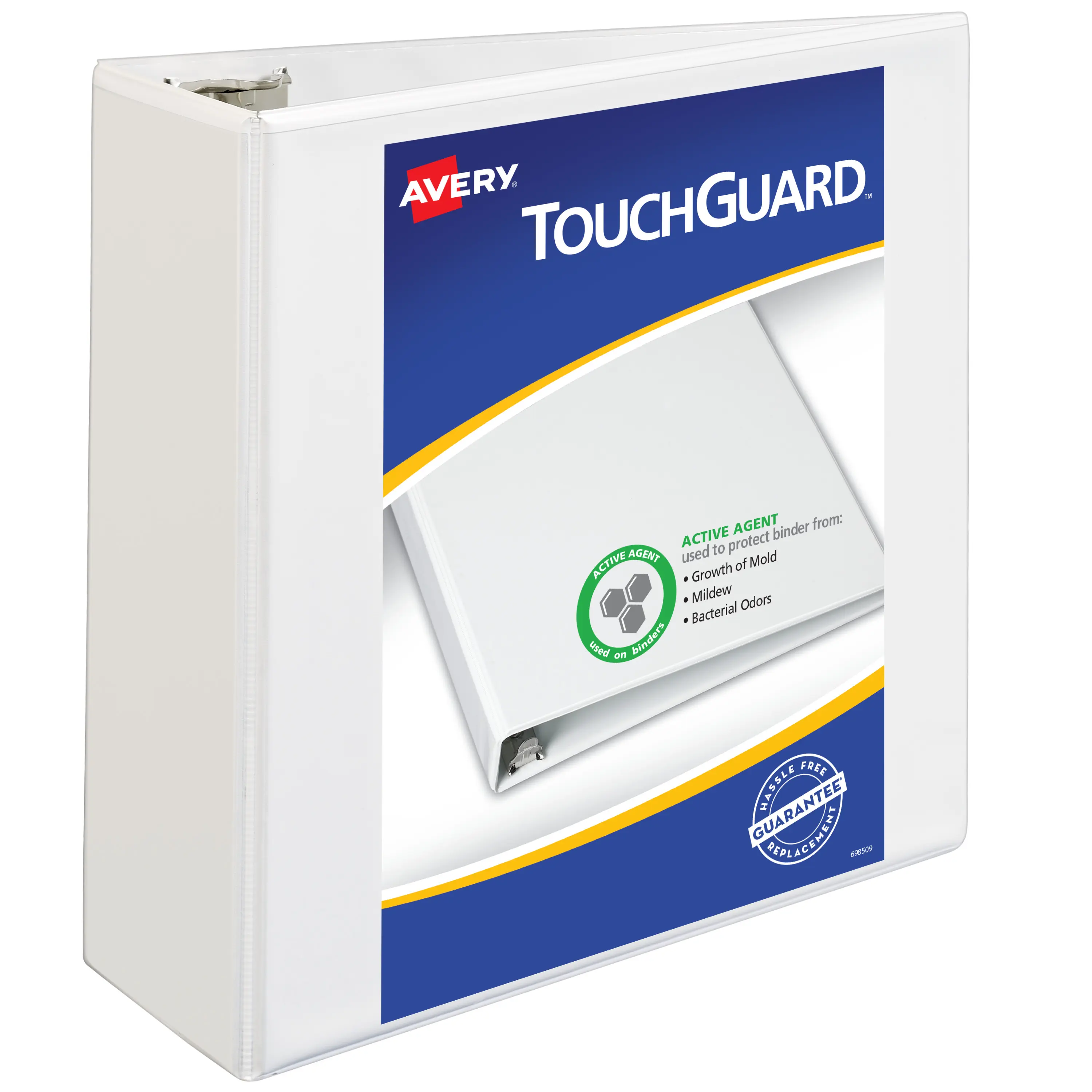 Avery TouchGuard Protection View Document Ring Binder Folder, 4" Slant Rings, 1 White Binder (17145), Document Binder