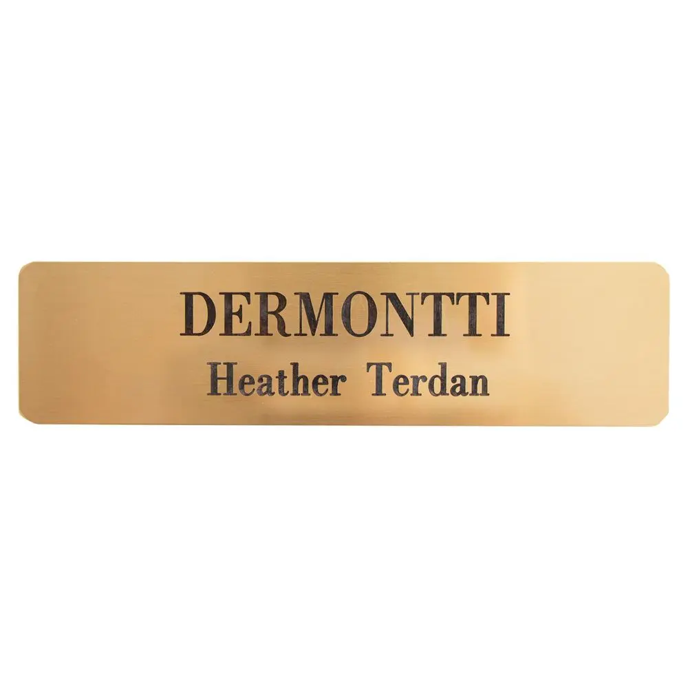 Stick-On Brass Nameplate, 2x8 in Engraved Text Label with Adhesive Backing, Ideal for Equestrians’ Barn Gear (Office Stationery & Supplies), Personalize