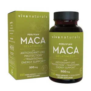 Peruvian Maca Root Supplement For Women & Men, 500mg - Traditionally Used For Energy, Stamina & Endurance - 250 Yellow Maca Root Powder Capsules, Gelatinized for Easier Digestion