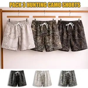 Pack 3 Camo Hunting Shorts With 5 Inch Inseam, Perfect for the Gym, Basketball Camo Mesh Short, Gift for him, Gift For Her, Gym Gift