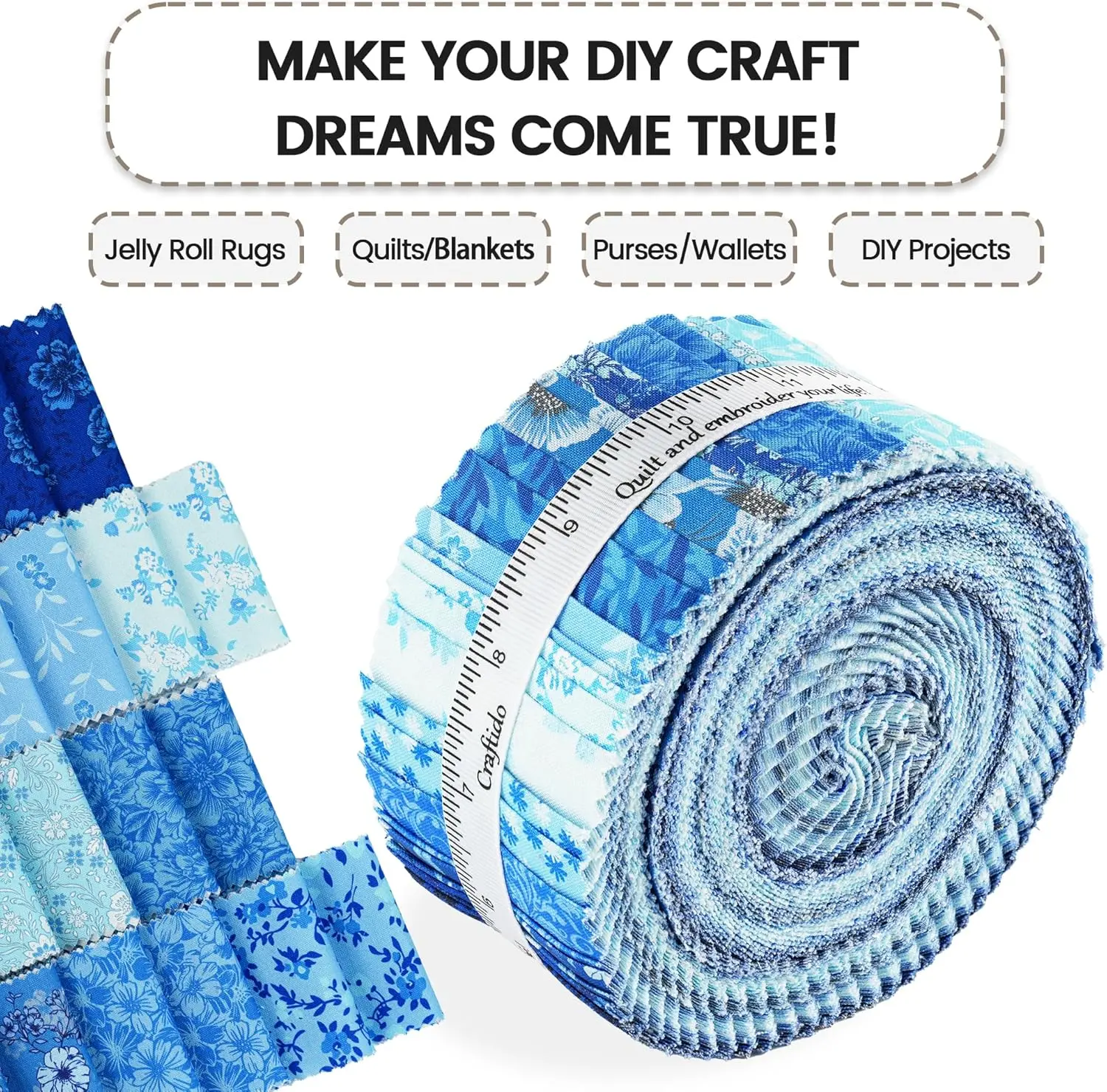 2 Roll Jelly Roll Batting Strip 2 1/2 Inch Cotton Quilt Batting