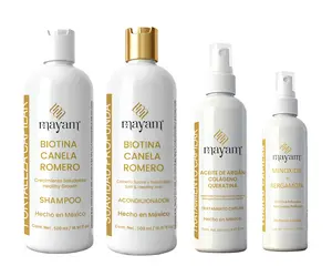 Mayam Beauty 4 STEP Hair Bundle– Biotin, Rosemary & Cinnamon Formula + Minoxidil Tonic 500ml Shampoo & Conditioner + 125ml Tonic  + Leave-in Conditioner 200ml| Made in Mexico Gentle