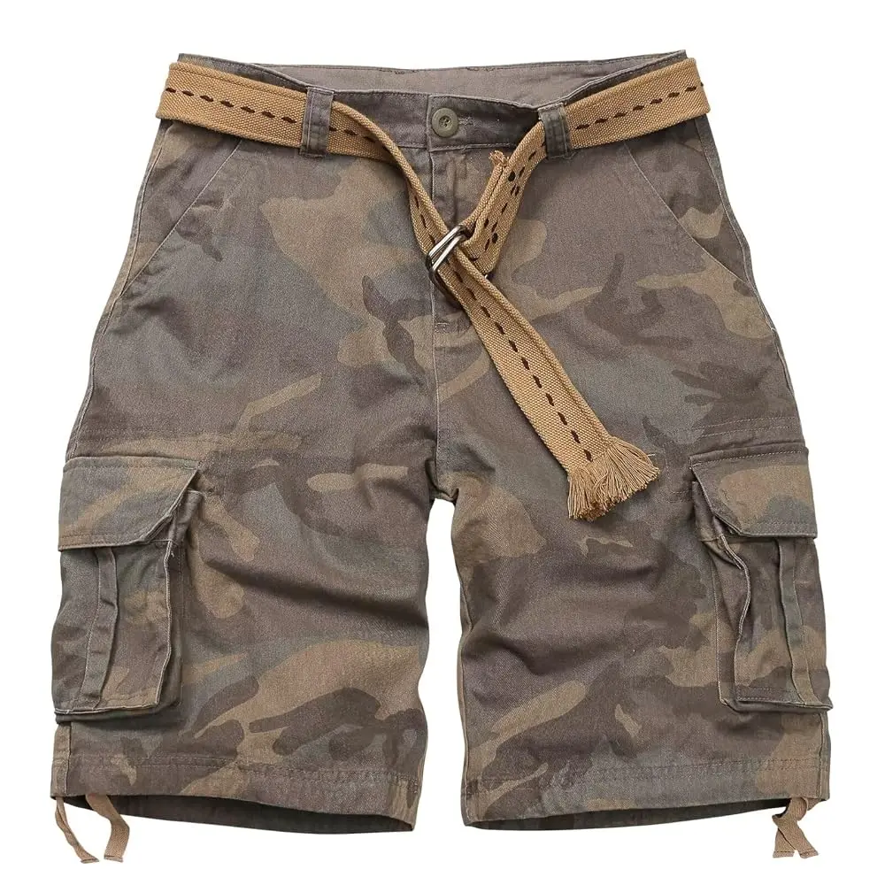 TRGPSGMens Cargo Shorts Relaxed Fit Camo Casual Shorts Multi-Pocket Work Shorts with Pockets 11" Inseam (No Belt)
