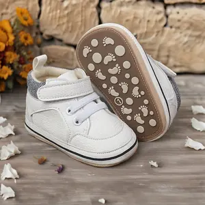Newborn Baby Boy Shoes Soft Sole Crib Shoes Sneaker Solid High Top First Walkers for 1 Year Old 0-18 Months