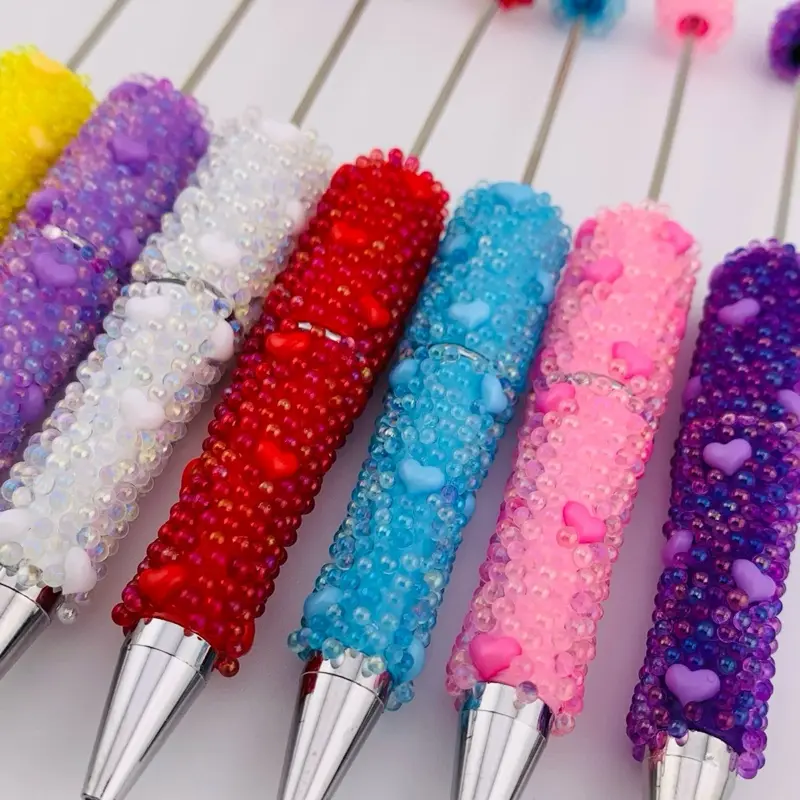 Bubble Heart Beadable Pens, Style Customizable Writing Tools