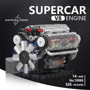 V8 Engine Building Block Model Kit, 535pcs, Realistic Functional V-Shaped Cylinder Layout, Compact Structure, Collectible for Model Enthusiasts, Home Decoration
