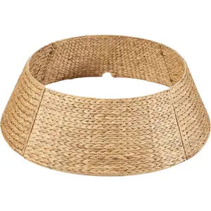 Best Choice Products 24in Christmas Tree Collar, Woven Hyacinth 3-Piece Holiday Rattan Tree Skirt Accessory for Home w/Cord Cut-Out - Natural