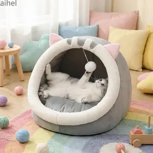 New Four-Season Cozy Cat Bed Jiji Cat House Dog House Summer Cat Villa Semi-Closed Pink Rabbit cat  stuff