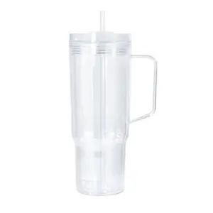 40oz Double Wall Clear Tumbler - The Ultimate All-Day Hydration Cup with Handle, Straw & Silicone Seal, BPA-Free, Dishwasher Safe & Viral-Worthy