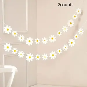 Daisy Boho Floral Party Decorations, Daisy Paper Cutouts, Spring Flower Garland, Hanging Flowers, Indoor Outdoor Birthday Party Supplies, Decorative Flowers Ornaments