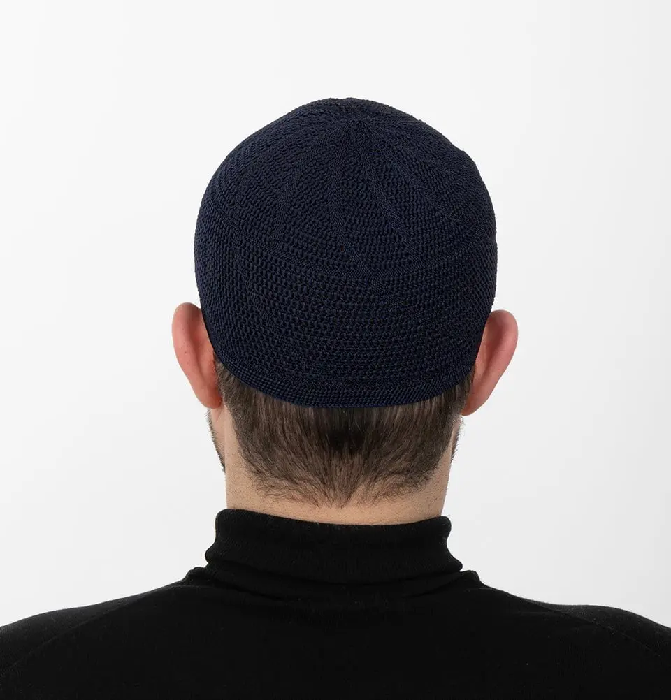 Men's Premium Islamic Dervish Knitted Kufi - Midnight Navy Blue