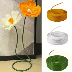 1 Roll Flexible Floral Stand Tubes - Bendable Crop Floral Hose for Artificial Flowers, Balloon Arches, (White/Green) - Ideal for Home Wedding Party Decorations