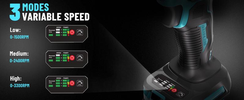 GEVEELIFE 700Nm 3 in 1 Brushless Impact Wrench 1/2" Cordless 3300RPM, 2×4.0Ah Batteries, 6 Sockets Car DIY Furniture Lawn Mower Blue Toolbox