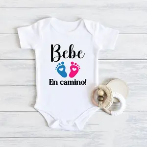 Bebe En Camino Spanish Printed Newborn Bodysuit Pregnancy Announcement Clothes Cotton Baby Reveal Romper Gift for Daddy