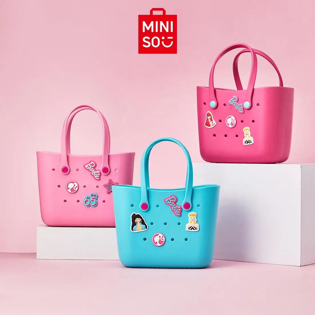 Fall Deals MINISO Barbie Sunlight Shining Series Lunch Box Bento Storage Bag Cartoon Cute Portable EVA Handbag Girl Birthday Holiday Gift for Girls