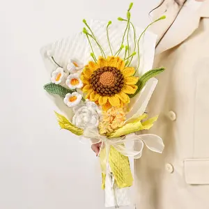 Butterfly Bellflower Forget-Me-Not Sunflower Rose Bouquet, Eternal Love, Unfading Flowers, Thanksgiving Mother's Day Valentine's Gift