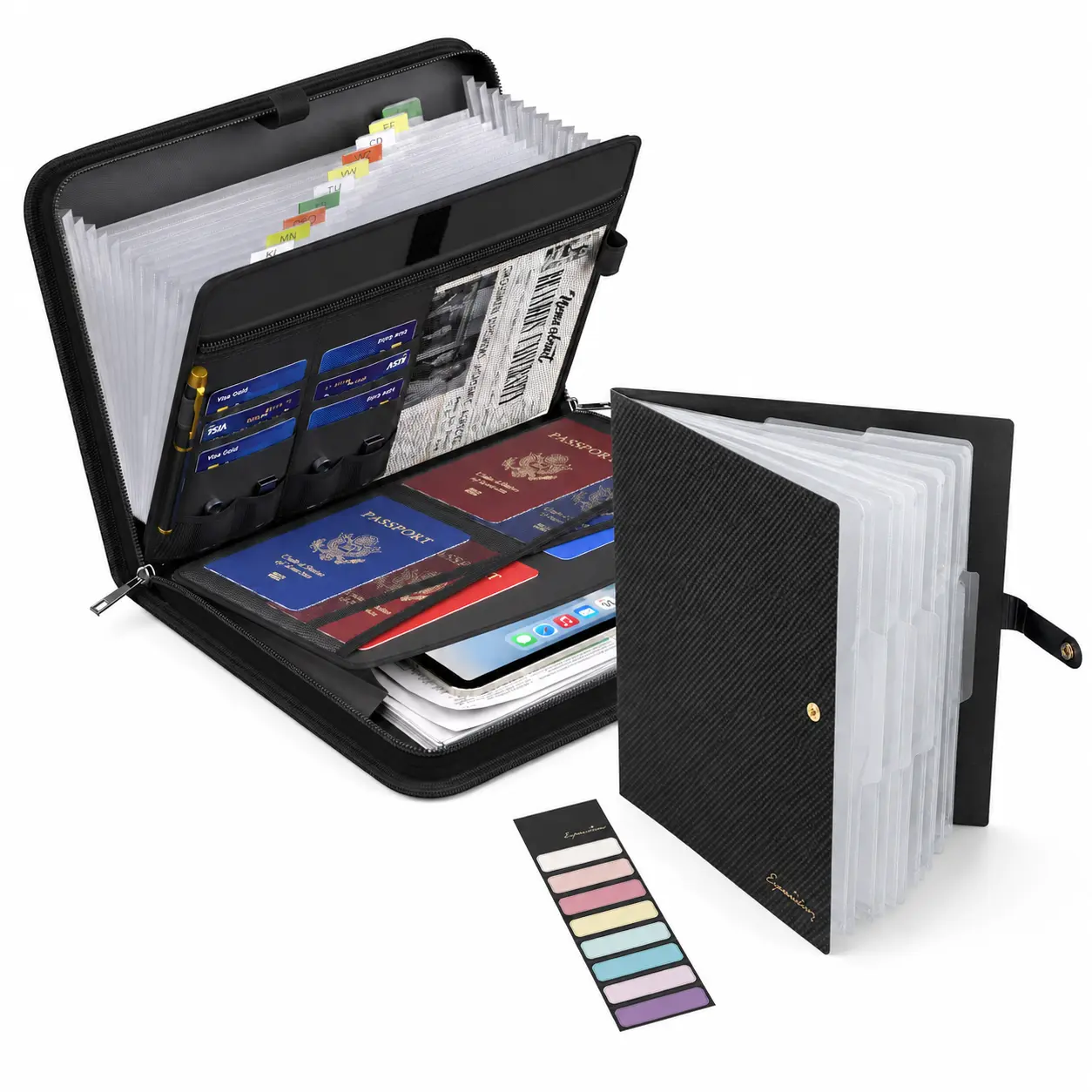 Fireproof Expanding File Organizer with Handle, Large Capacity Accordion File Folder for Letter & A4 Documents, Portable Document Storage Organizer for Home, Office & Business