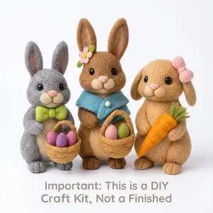 1Set Animal Needle Felting Kit, Felting kits for Beginners adult with Step-by-Step Video Tutorials, Rabbit DIY Felting Kit, Cute Funny Home Decorative Ornaments, Rabbit Doll, Stuffed Animal, Birthday Valentine's Day and Christmas Gifts