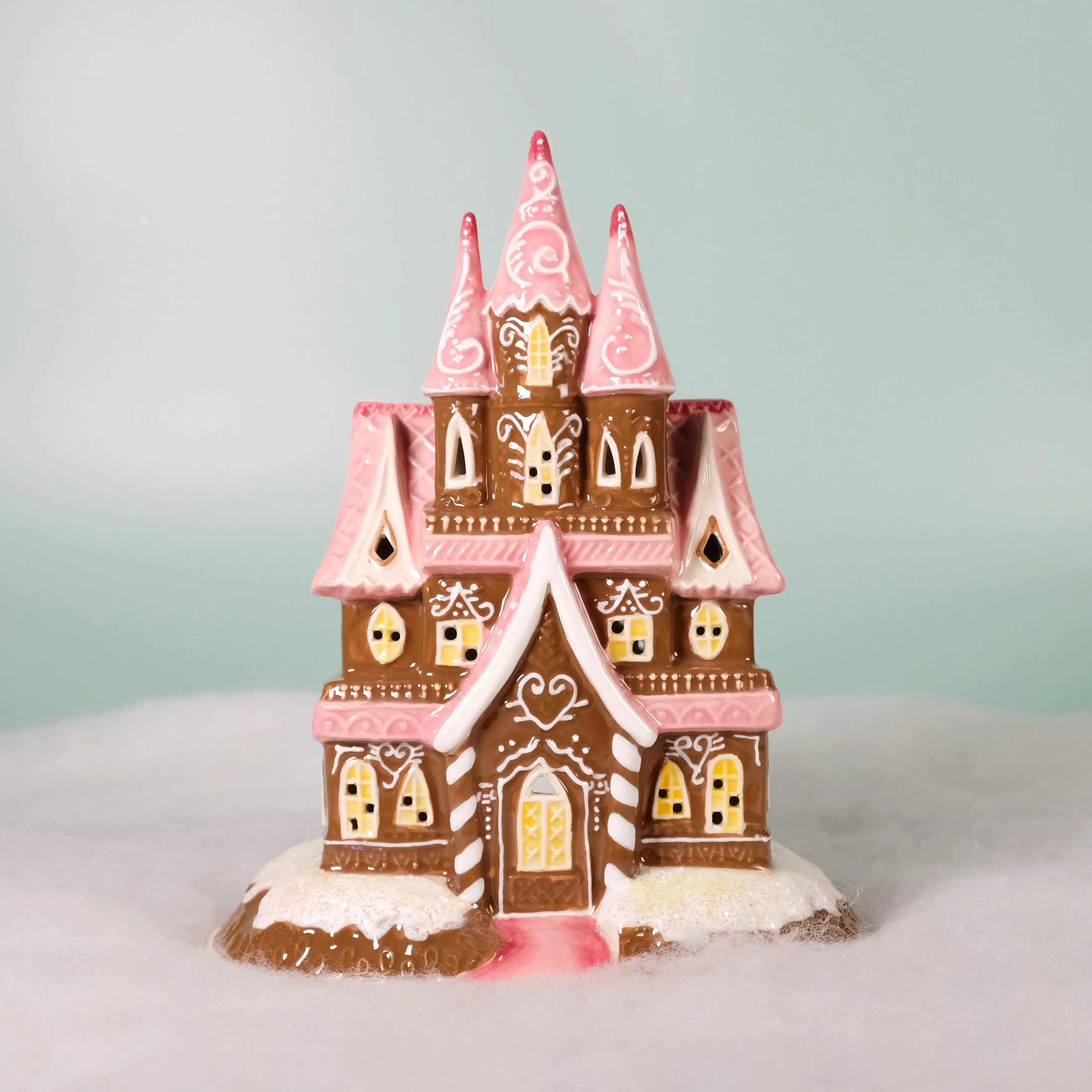 Gingerbread Pink Castle Candle House