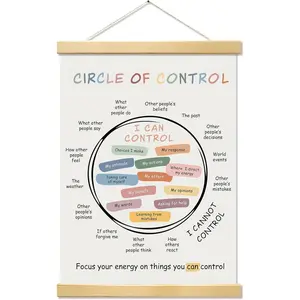 Mental Health Poster Hanger Framed, Office Wall Art, Circle of Canvas Prints for Therapist Counseling Calming Office Must Haves, 12x16 Inch-A01