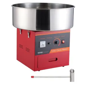VEVOR Electric Cotton Candy Machine, 1000W Candy Floss Maker, Commercial Cotton Candy Machine with Stainless Steel Bowl, Sugar Scoop, and Drawer, Perfect for Home Kids Birthday, Family Party, Red