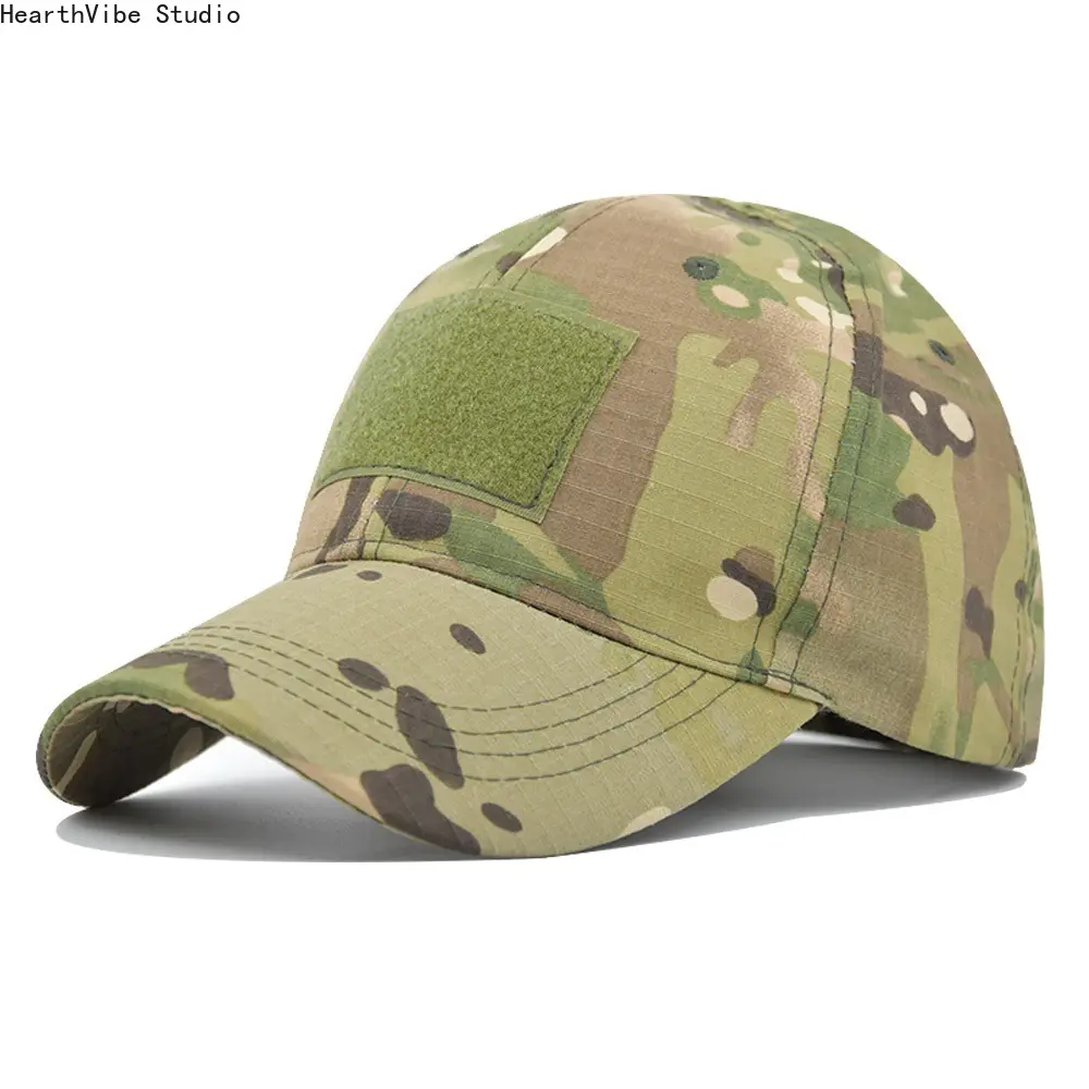 Tactical Operator Trucker Cap for Adults, Outdoor Sports Hat with Camouflage Print and Loop Patch Panel, Camouflage Gear, Loop Patches, Unisex