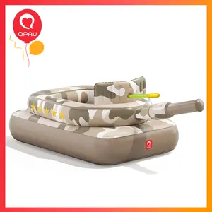 QPAU Inflatable Tank Pool Float for Adults & Kids – Ride-On Camouflage Floaty with Water Cannon, Swim Raft Toy & Children's Day Gifts for Boys Girls Ages 6+, Lake Beach Backyard Party Floaties