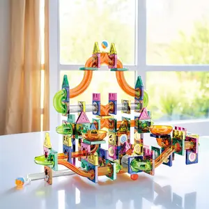 126-Piece Magnetic Marble Run Toy Set, Educational Stem Learning Toy for Kids, Develops Math & Physics Skills, Creative Play, Magnetic Building Set