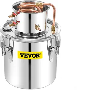 VEVOR Water Wine Still Max 13.2Gal/50L, Wine Distiller with Circulating Pump, Wine Still Copper Tube, Whiskey Distilling Kit with Build-In Thermometer, Whiskey Making Kit for DIY , Stainless Steel Ceramic Set Equipment Utensils