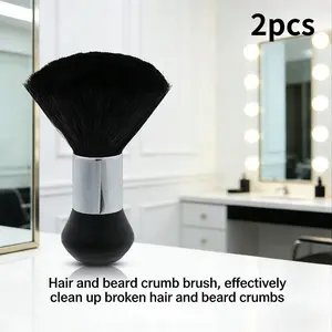 2pcs 2026 New Salon Home Dual Use Hair Brush, Soft Nylon Bristles, Non-Slip Handle, Efficient Neck Face Trimming Tool, Essential Barber Shop Cleaner
