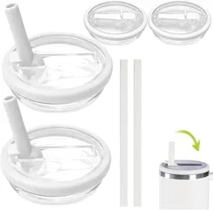 2 PCS 40 oz Replaceable Reusable Tumbler FlipStraw Lid Replacement Fit for Stanley SpillProof Splash Resistant Tumbler Lids Drinkware Set Sturdy