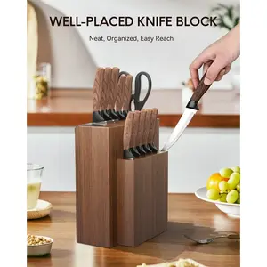 Younkitchen Kitchen Chef Knife Set, 13 Pcs High Carbon Stainless Steel Sharp Knife Set with Block Built-in Sharpener, Razor-Sharp