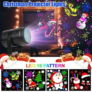 Christmas LED Projector Light - USB-Powered RGB Color Changing Night Light with Snowflakes, Santa Hats, Reindeer, Gifts - Auto-Rotating Holiday Decorations - No Batteries Needed, Plug-and-Play Christmas Decoration, Festive Lighting, Home Decorators