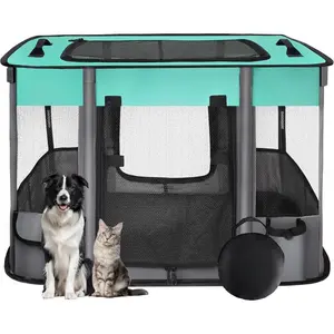Dog Playpen,Pet Playpen,Foldable Dog Cat Playpens,Portable Exercise Kennel Tent Crate,Water-Resistant Breathable Shade Cover, Indoor Outdoor Travel Camping Use for Small Animals with Carrying Case(M)