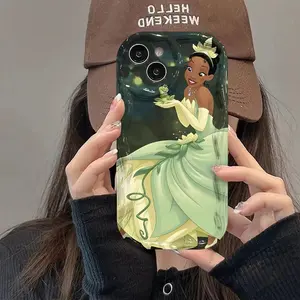 Princess Tiana Frog Prince Cream Phone Case - Suitable for Apple iPhone 17 Air 16 15 14 13 12 11 Pro Max Plus  Air. Adorable Gift - Cartoon Style, Excellent Protection, Drop-Resistant Protective Animal Colorful Personalized