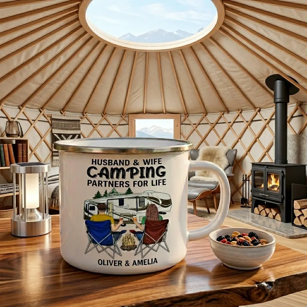Husband & Wife Camping Campfire Cup, Funny Camping Dad Cup, Outdoor Campfire Coffee Mug, Teller of Stories Design, Burner of Hot Dogs Humor, Rustic Camping Gift for Dad, Camper Gift Idea, Adventure Lover Mug, Father’s Day Gift, Vintage Campfire Coffee Cup