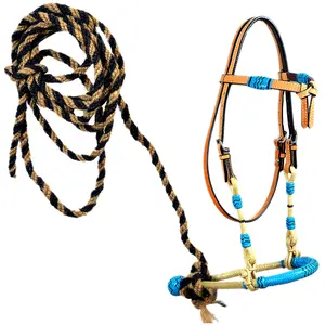 HILASON Western Horse Headstall Tack Bridle American Leather Bitless Rein | for Horses Headstalls