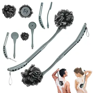 Loofah on a Stick, 20.5” Shower Sponge Loofah Back Scrubber, Exfoliation and Improved Skin Health, Back Loofah for Shower for Men Women, Body Back Scrubber